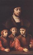 BRUYN, Barthel Portrait of a Man with Three Sons oil